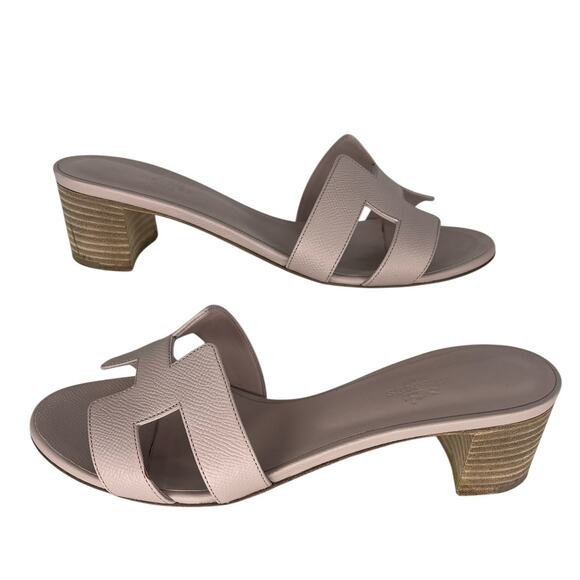 Hermès Oasis H Logo Slides in Light Pink - Picture 1 of 16